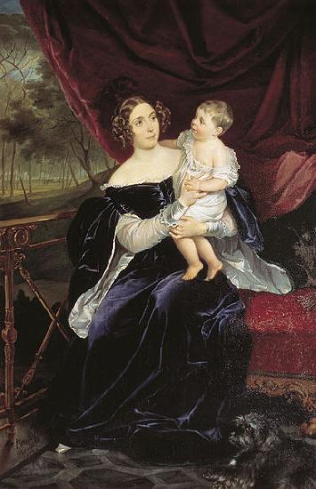 Karl Briullov Portrait of the Princess Olga Ivanovna Orlova-Davydova with her daughter Natalya Vladimirovna France oil painting art